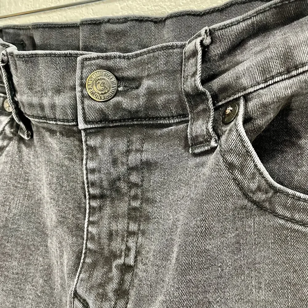 True Religion Rocco Jeans Flap Back Relaxed Skinny Fit Gray Jean Men's Size 34